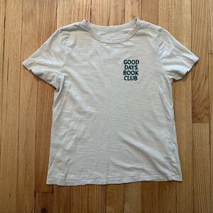 Old Navy Beige T-Shirt with Book Club Graphic